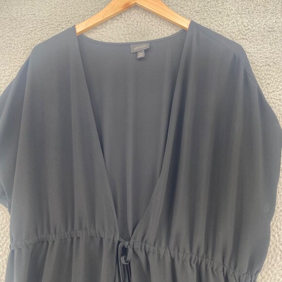 J Jill Dress Womens 2X Plus Black Wearever Chiffon Duster Tie Waist Cap Sleeve - Picture 2 of 10